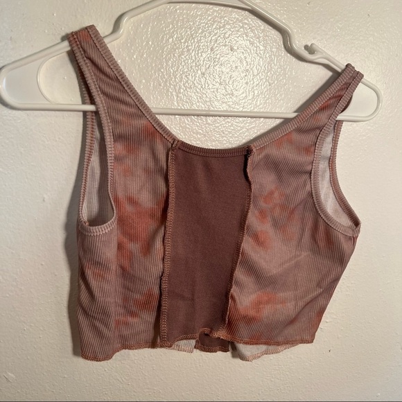 Cropped Ribbed Tank Top Mauve Pink Tie Dye - Picture 5 of 7